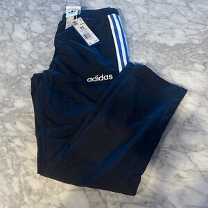 Adidas Men's black Joggers with Blue and White Stripes